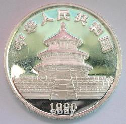 Pièce en argent de 1 once Panda (P) de 10 yuans de Chine 1990, épreuve.