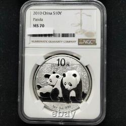 Pièce en argent de 1 once panda chinois 2010 S10Y NGC MS70