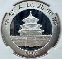 Pièce en argent de 1 oz 10 Yuan Panda en bambou miroir de Chine 2003 NGC MS70