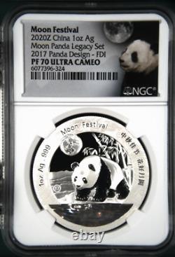 Pièce en argent de 1 oz 2020Z Festival de la Lune Panda de Chine Design 2017 NGC PF 70 UCAM FDI