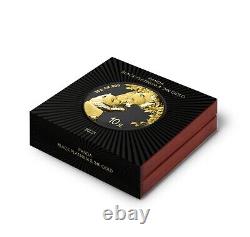 Pièce en argent de 30 grammes ennoblie par le panda noir en platine et or 24 carats de Chine 2023