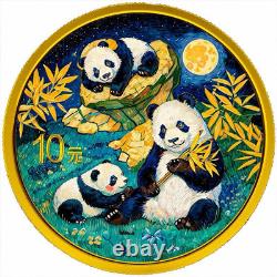 Pièce en argent de 30g 2025 Panda de Chine Nuit étoilée Art colorisé Tirage 100