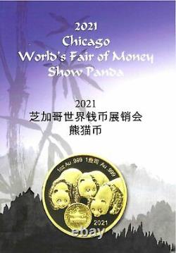 Pièce en argent de 50g de la Foire Mondiale de la Monnaie ANA Panda Chine 2021, PF 69 UCAM.