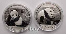 Pièces d'argent Panda Chine 10YUAN 2013-2022 30g (1oz) 10PCS Avec boîte de pièces Panda