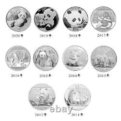 Pièces d'argent Panda Chine 10YUAN de 2011 à 2020 30g (1oz) 10 pièces Avec boîte Panda coin