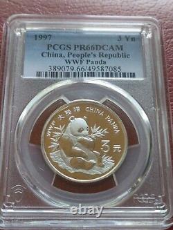 Preuve Panda 1997 CHINE ARGENT RPC 3 YUAN FONDS POUR LA FAUNE WWF PCGS PR66DCAM