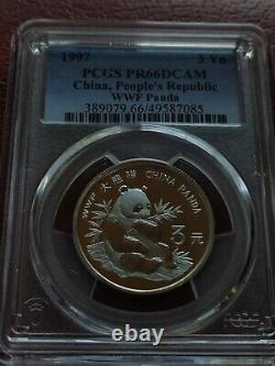 Preuve Panda 1997 CHINE ARGENT RPC 3 YUAN FONDS POUR LA FAUNE WWF PCGS PR66DCAM