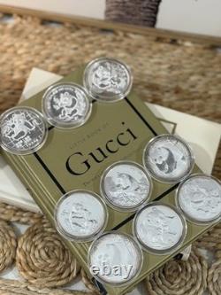 Rare 9 x Chine Pièces/Rondes en Argent Chinois 999 Panda 1oz/BU/Épreuve 1989-2006 Set