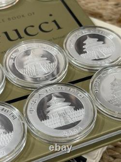 Rare 9 x Chine Pièces/Rondes en Argent Chinois 999 Panda 1oz/BU/Épreuve 1989-2006 Set