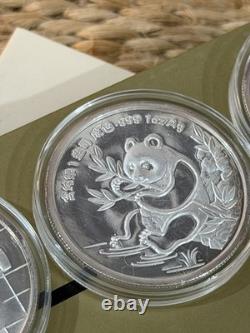 Rare 9 x Chine Pièces/Rondes en Argent Chinois 999 Panda 1oz/BU/Épreuve 1989-2006 Set