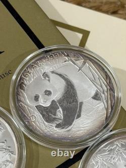 Rare 9 x Chine Pièces/Rondes en Argent Chinois 999 Panda 1oz/BU/Épreuve 1989-2006 Set