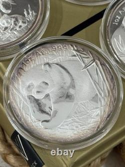 Rare 9 x Chine Pièces/Rondes en Argent Chinois 999 Panda 1oz/BU/Épreuve 1989-2006 Set