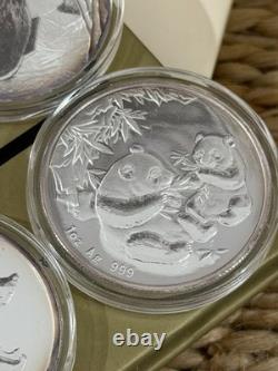 Rare 9 x Chine Pièces/Rondes en Argent Chinois 999 Panda 1oz/BU/Épreuve 1989-2006 Set