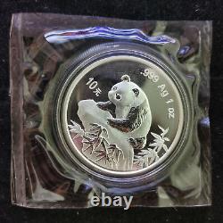Sceau original 1999 Chine 10 Yuan 1 once Panda pièce en argent Édition Shenzhen