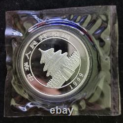 Sceau original 1999 Chine 10 Yuan 1 once Panda pièce en argent Édition Shenzhen